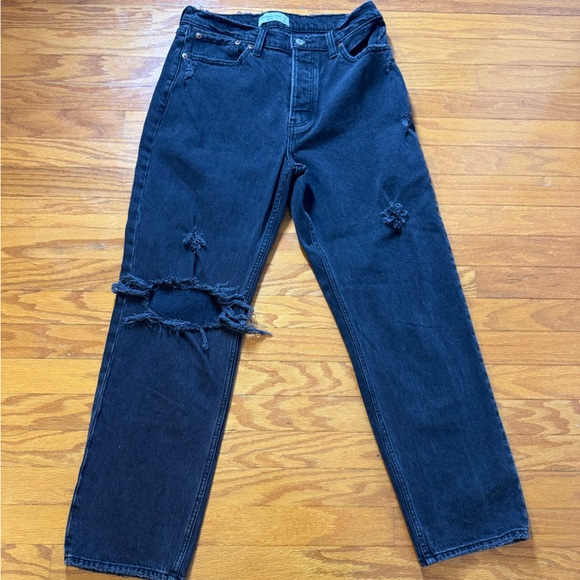Abercrombie & Fitch Black The Dad High Rise Distressed Jeans 28/6s - Picture 2 of 5